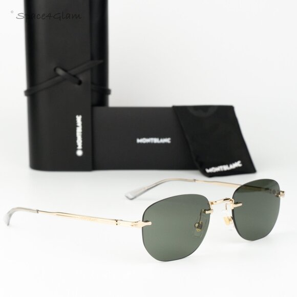 Montblanc Women Sunglasses Gold Grey Square Rimless MB0303S  display picture 3